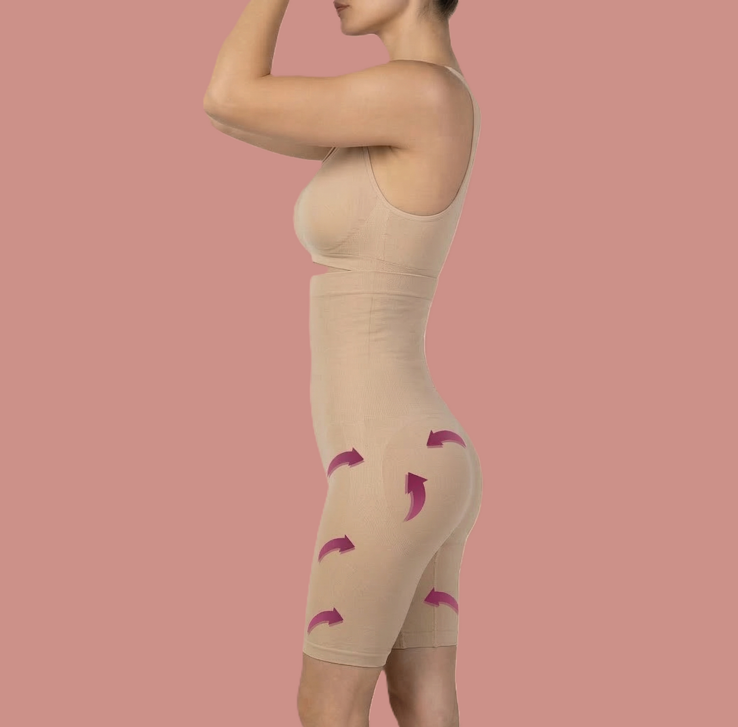 High Waist Shapewear Short mit Lifting Struktur, Regular